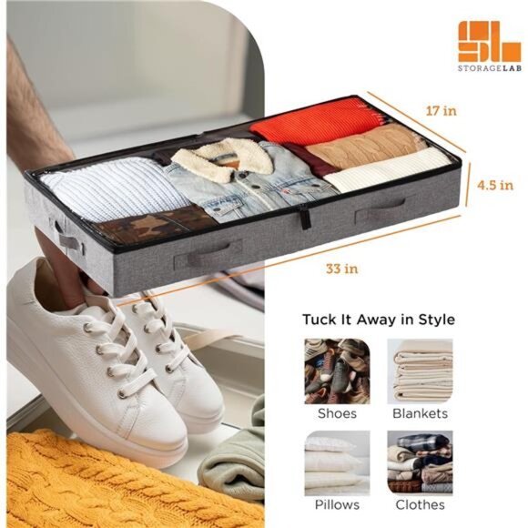 Under Bed Storage Containers, Low Profile Underbed Organizers with Sturdy Handle - Picture 2 of 7